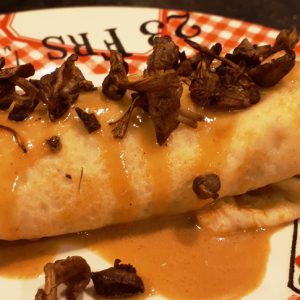 Receta de canelones y setas y gambas